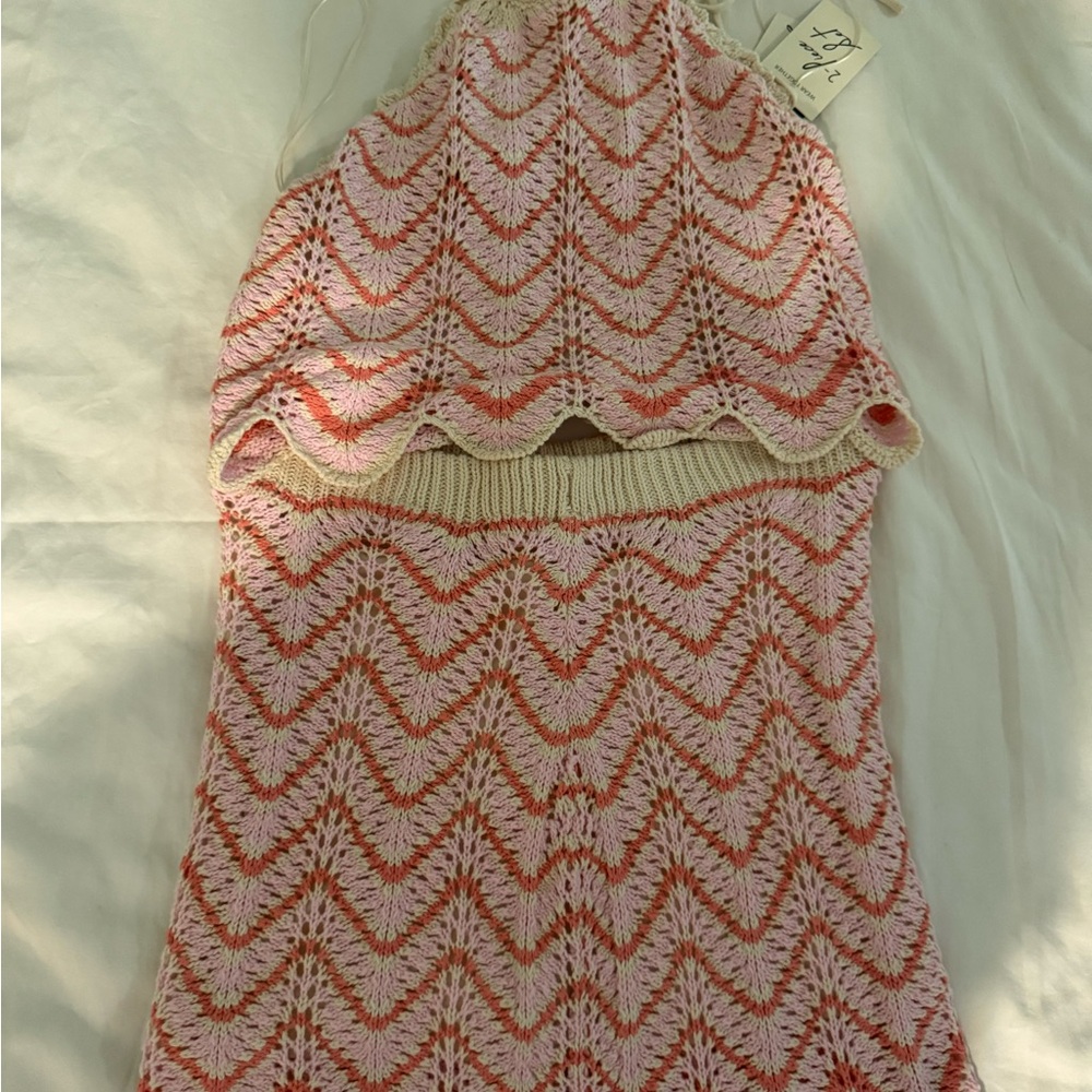 Pink and Red Chevron Knit set